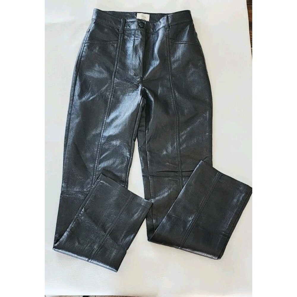 Wilfred Aritzia Black Rebel Faux Leather Pant Straight Leg Size 0